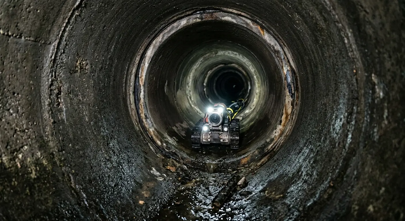 Robotic sewer camera inspecting pipe interior for Drain Snake Service in Gladewater